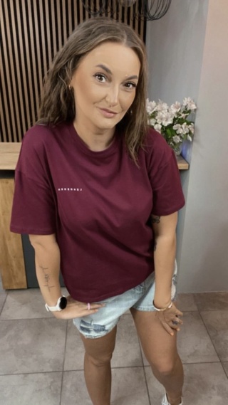 T-shirt Klasyczny Basic Lenoshka Bordowy