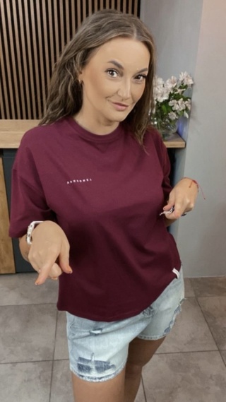 T-shirt Klasyczny Basic Lenoshka Bordowy