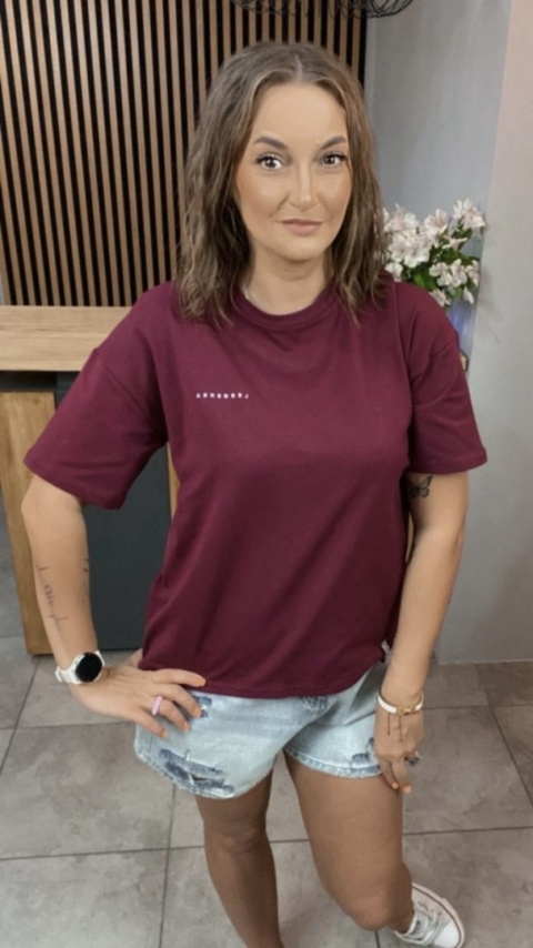 T-shirt Klasyczny Basic Lenoshka Bordowy T-shirt Klasyczny Basic Lenoshka Bordowy