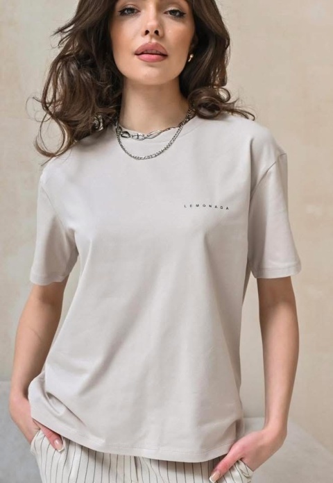 T-shirt basic LEMONADA Beżowy T-shirt basic LEMONADA Beżowy