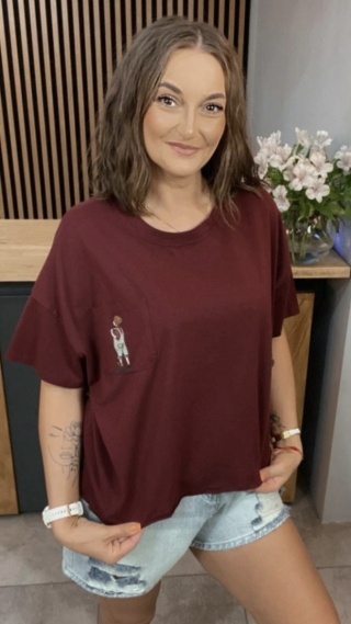T-shirt bawełniany Feiwemokai Burgund