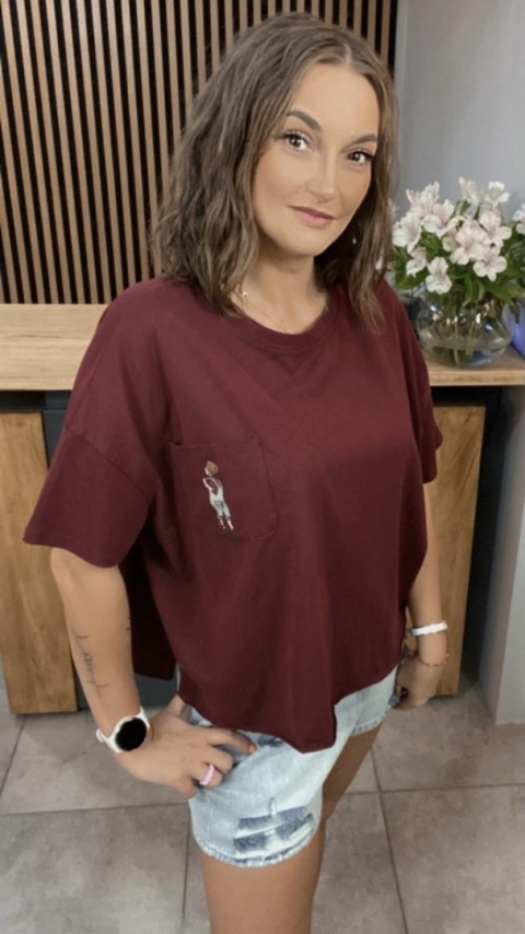 T-shirt bawełniany Feiwemokai Burgund
