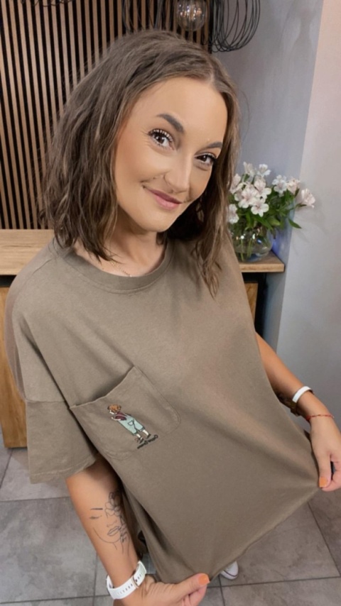 T-shirt bawełniany Feiwemokai Cappuccino