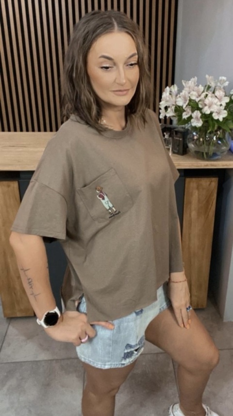 T-shirt bawełniany Feiwemokai Cappuccino
