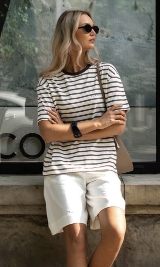 T-shirt w brązowe paski Lemonada