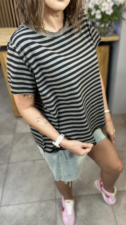 T-shirt w paski Wendykei – gray-czarne paski T-shirt w paski Wendykei – gray-czarne paski