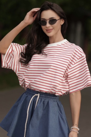 T-shirt w paski czerwone Lenoshka