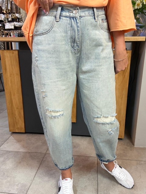 Jeansy damskie Zz Jeans z przetarciami - jasny denim