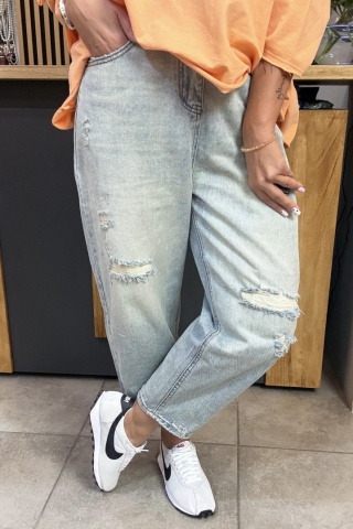 Jeansy damskie Zz Jeans z przetarciami - jasny denim