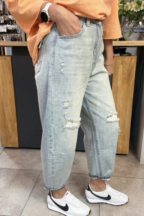 Jeansy damskie Zz Jeans z przetarciami - jasny denim