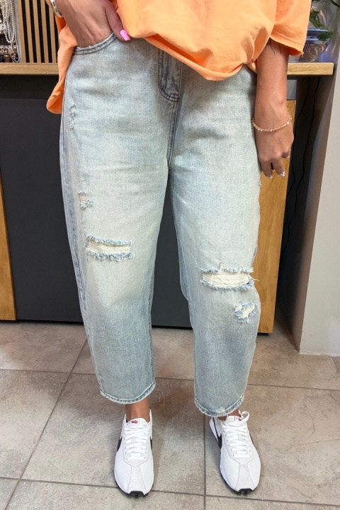 Jeansy damskie Zz Jeans z przetarciami - jasny denim