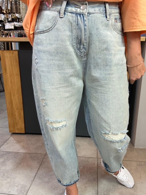 Jeansy damskie Zz Jeans z przetarciami - jasny denim