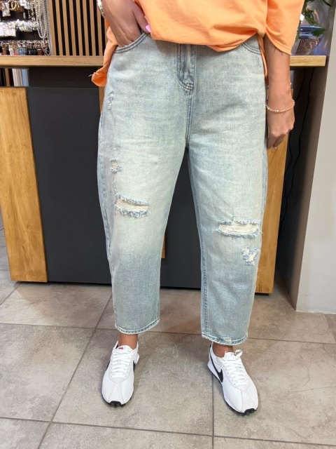 Jeansy damskie Zz Jeans z przetarciami - jasny denim