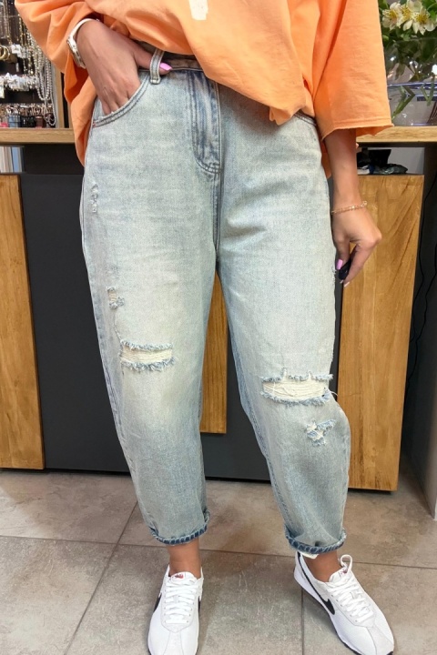 Jeansy damskie Zz Jeans z przetarciami - jasny denim