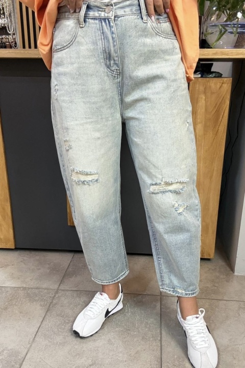 Jeansy damskie Zz Jeans z przetarciami - jasny denim