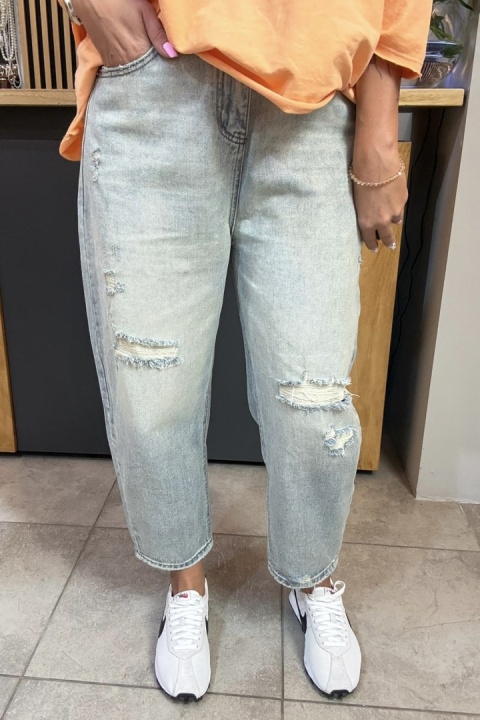 Jeansy damskie Zz Jeans z przetarciami - jasny denim