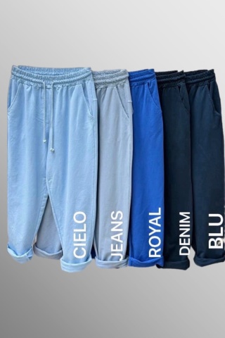 Spodnie dresowe damskie bawełniane Wiya z patką - Denim