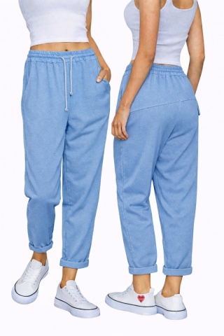 Spodnie dresowe damskie bawełniane Wiya z patką – Jeans