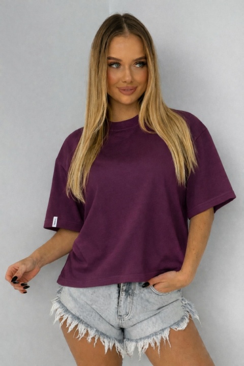 T-shirt Basic Lenoshka Brooklyn / pudełkowy - Śliwka