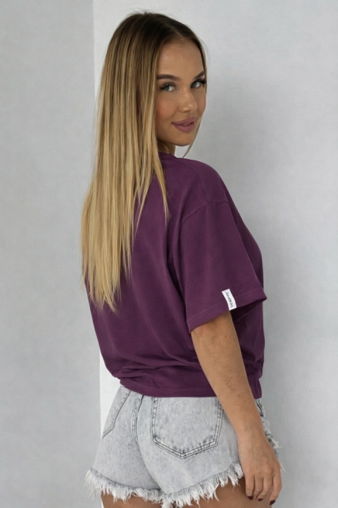 T-shirt Basic Lenoshka Brooklyn / pudełkowy - Śliwka