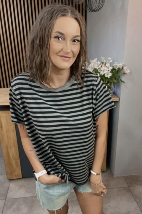 T-shirt w paski Wendykei - gray-czarne paski
