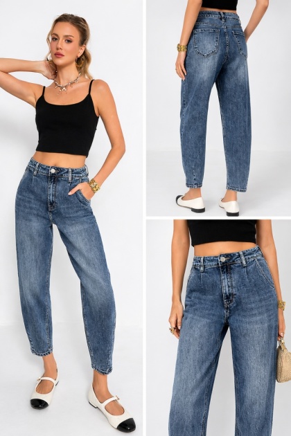 Jeansy Balloon AD'ORO - Mid Blue