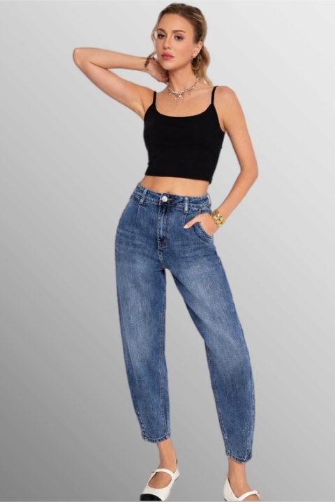 Jeansy Balloon AD'ORO - Mid Blue