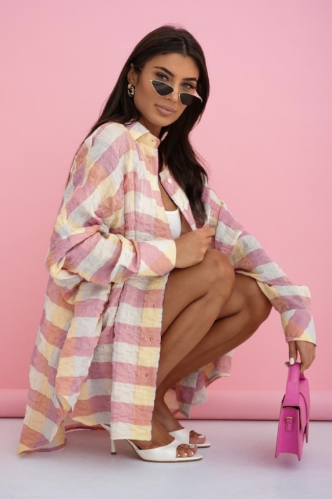 Koszula oversize w pastelową kratę - 100% bawełna | Marka Me Gusta