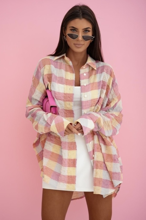 Koszula oversize w pastelową kratę - 100% bawełna | Marka Me Gusta