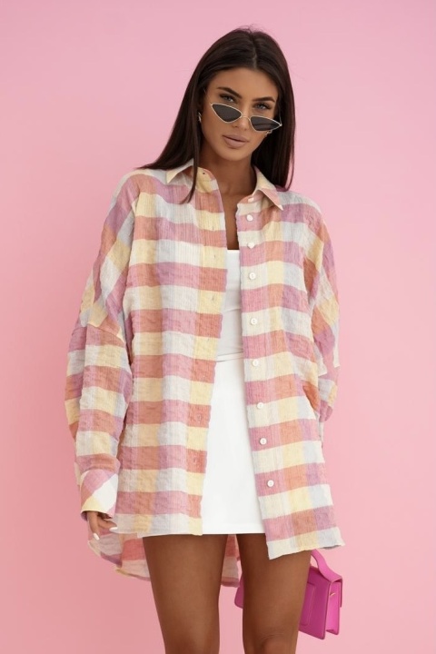 Koszula oversize w pastelową kratę - 100% bawełna | Marka Me Gusta
