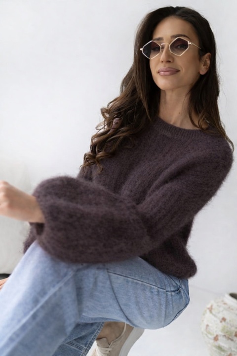 Sweter dzwonek z kid moheru - CXL Collection - Czekolada