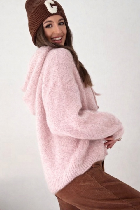 Sweter z kapturem CXL Collection - Pudrowy Róż
