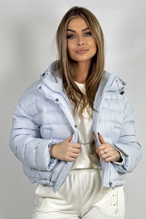Kurtka z naturalnym puchem i kapturem - Baby Blue Gray
