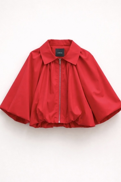 Kurtka cropped Lumina - czerwona