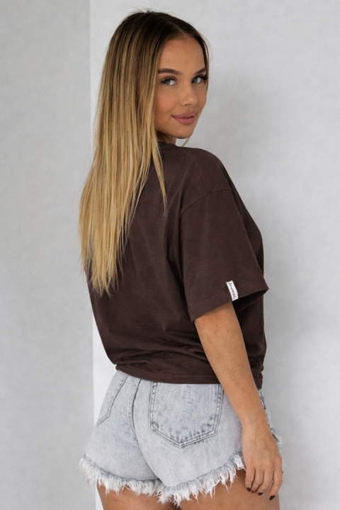T-shirt Basic Lenoshka Brooklyn / pudełkowy - Gorzka Czekolada