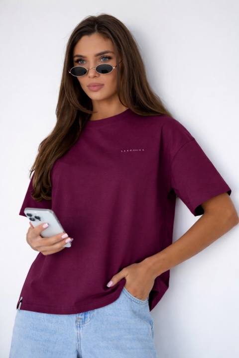 T-shirt Klasyczny Basic Lenoshka Bordowy