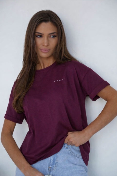 T-shirt Klasyczny Basic Lenoshka Bordowy