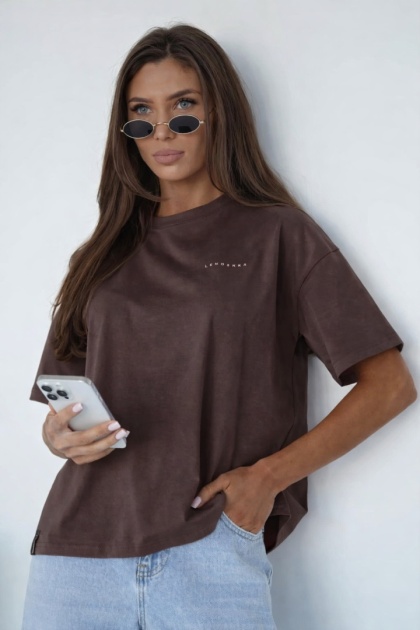 T-shirt Klasyczny Basic Lenoshka Czekolada