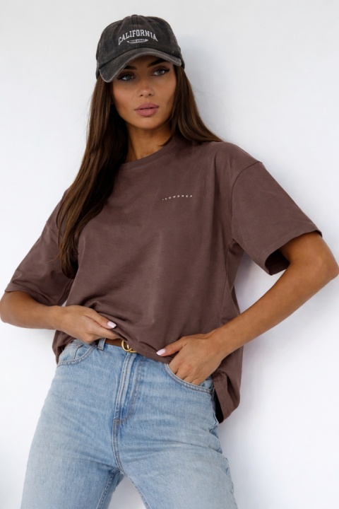 T-shirt Klasyczny Basic Lenoshka Czekolada