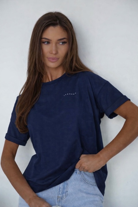 T-shirt Klasyczny Basic Lenoshka Granatowy