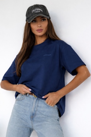 T-shirt Klasyczny Basic Lenoshka Granatowy