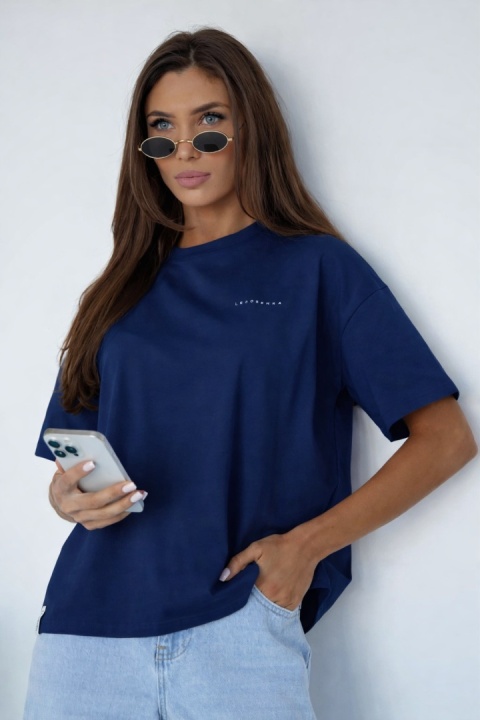 T-shirt Klasyczny Basic Lenoshka Granatowy