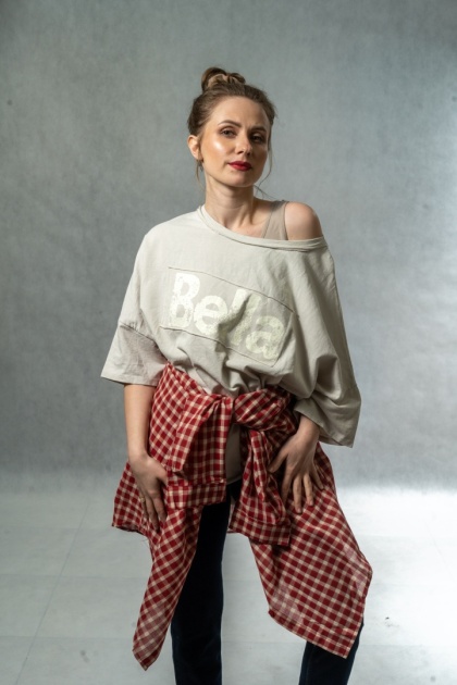 Bluzka oversize Bella - Beżowa