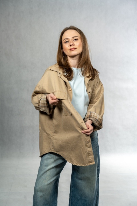 Koszula damska bawełniana JOY - Camel