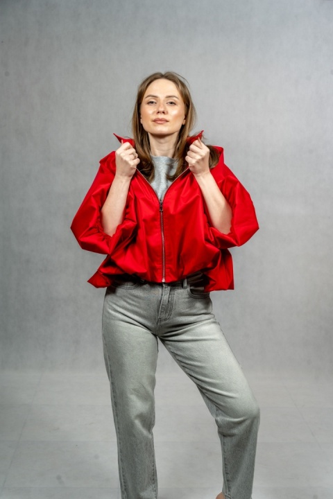 Kurtka cropped Lumina - czerwona