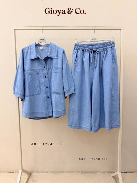 Komplet jeansowy - koszula + spodnie | Gioya & Co. - jasny jeans