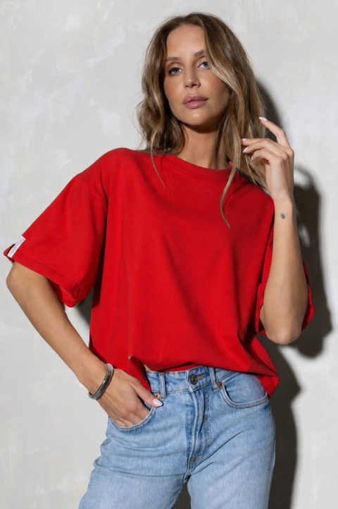 T-shirt Basic Lenoshka Brooklyn / pudełkowy - Czerwony