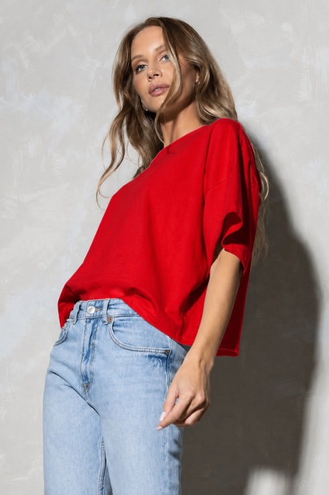 T-shirt Basic Lenoshka Brooklyn / pudełkowy - Czerwony