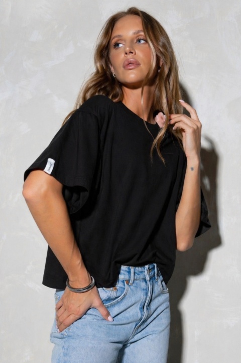 T-shirt Basic Lenoshka Brooklyn / pudełkowy - Czarny