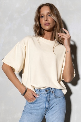 T-shirt Basic Lenoshka Brooklyn / pudełkowy - Waniliowy